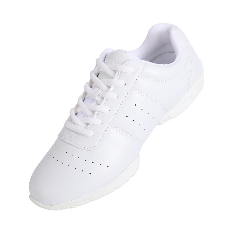 Women's White Lace-up Dance & Cheerleading Shoes – Soft Sole for Gymnastics & Fitness