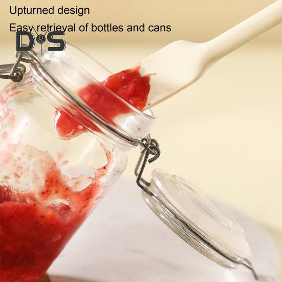 Silicone Jar Spatula for Scraping Spreading Long Handle Rubber Scraper for Jars Bottles Heat Resistant BPA Free Silicone Utensil for Home Kitchen