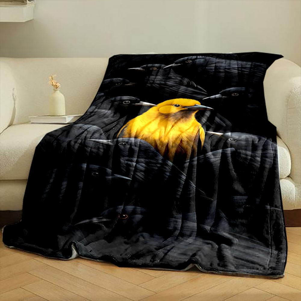 Stand Out Crow Flock Print Blanket Bedroom Blanket for Livingroom Couch Lunch Break Soft Throw for Friend's Festival Gift