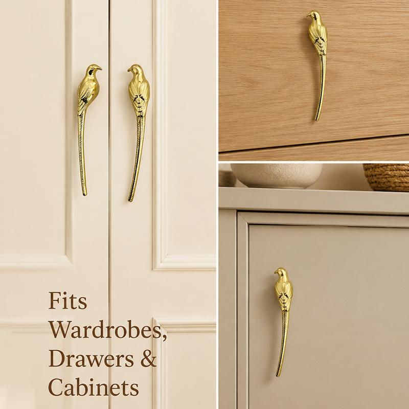 New Creative Golden Magpie Retro Metallic Cabinet Door Handle Luxury Drawer Knob for Wine Cabinet Wardrobe