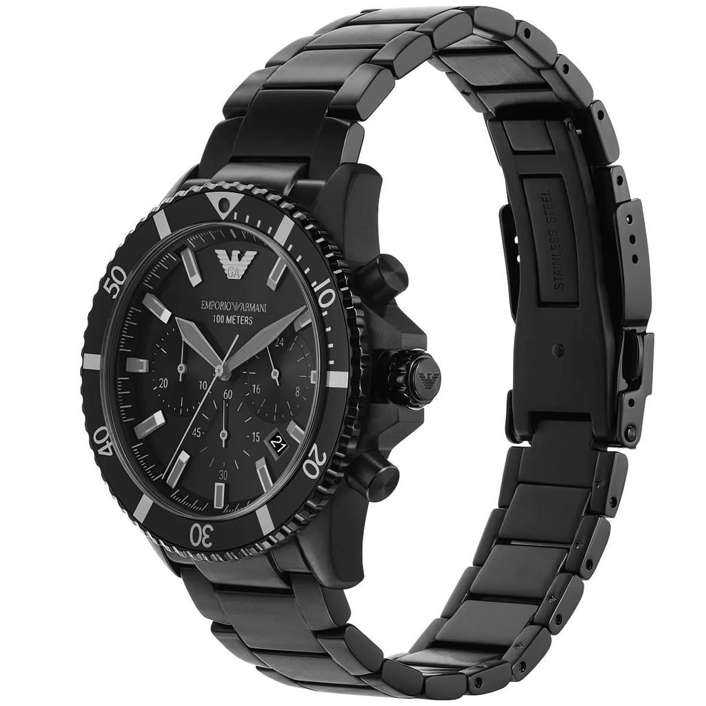 Emporio Armani AR11363 Herren-Chronograph, komplett in Schwarz
