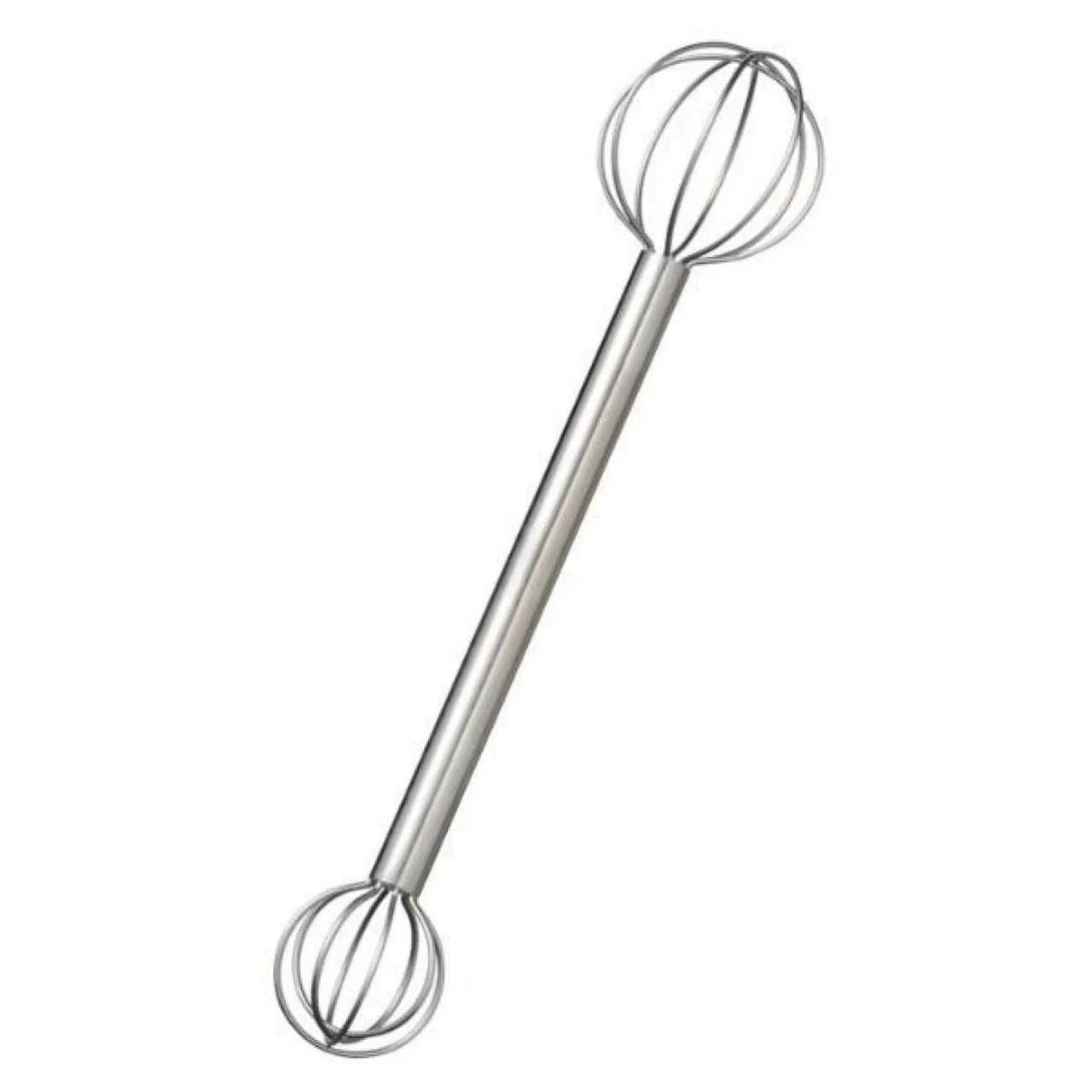 Double-Headed Stainless Steel Whisk for Even Mixing of Eggs and Sauces