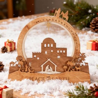 Krippenszene Countdown Ornament Weihnachtsbeleuchtete Krippenszene Mittelstück Die Auferstehung Jesu Osterornament für Innen Tischplatte