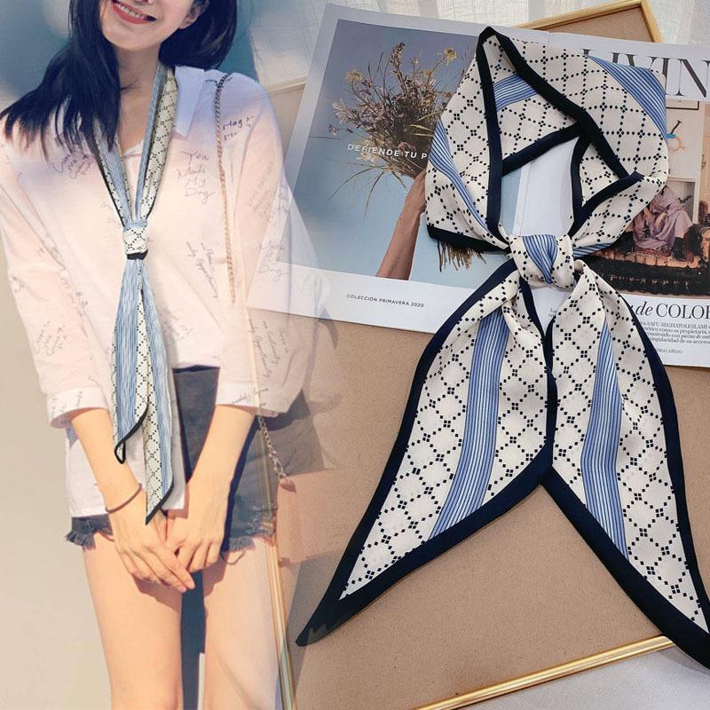 Luxury Long Silk Scarf Bag Tie Lady Neck Skinny Scarves Hairband Foulard Horse Print Brand Women Neckerchief Ribbon