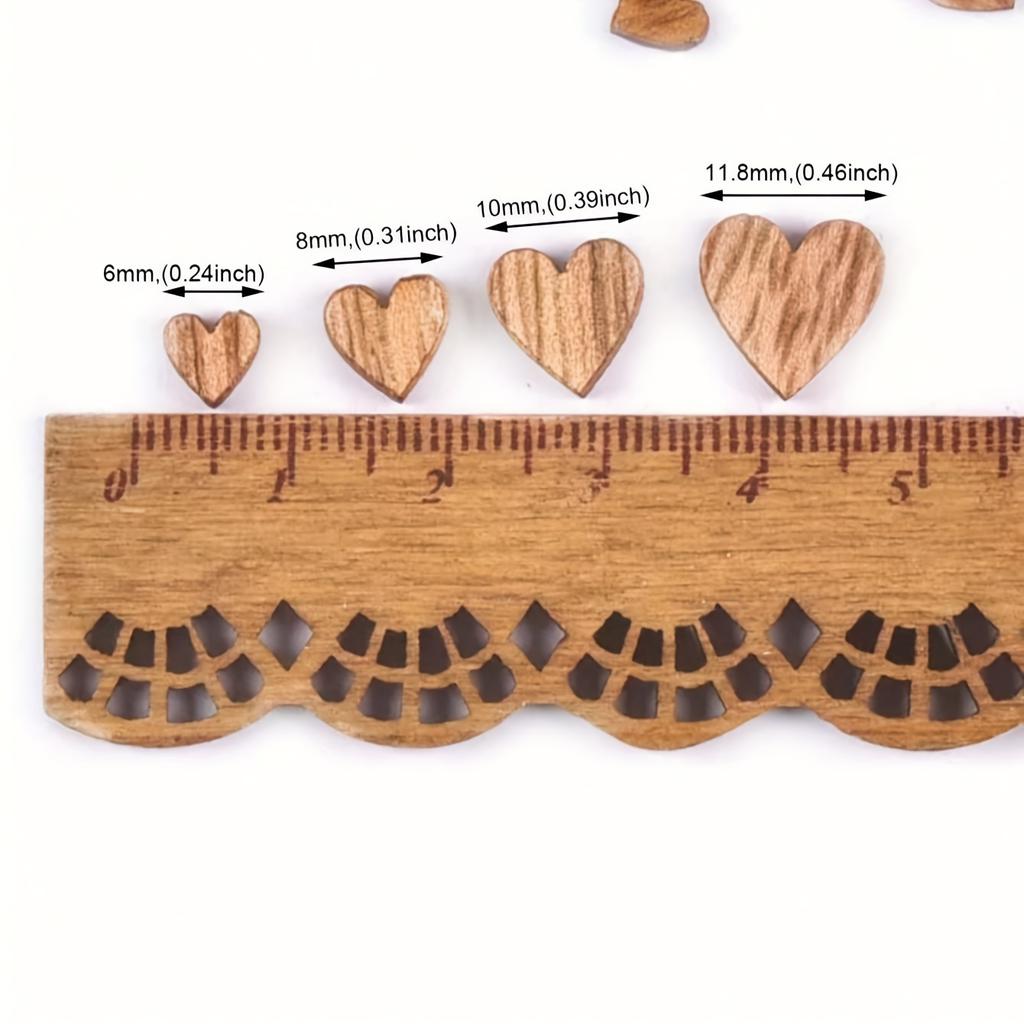 100pcs Assorted Sizes Wooden Heart Shapes, Rustic DIY Scrapbooking Crafts, Wedding Party Decor Wooden Art Supplies Scrapbooking Crafts