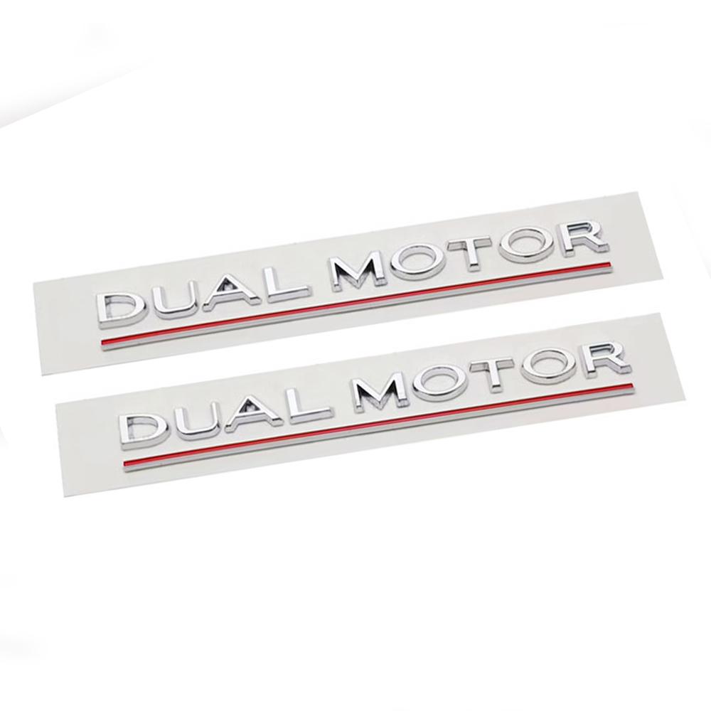 1X Auto Buchstabenaufkleber Modifikationsschild Aufkleber Doppelmotor ABS Dekoration Abzeichen Emblem Auto Zubehör Für Tesla 3 Und X S SP85D