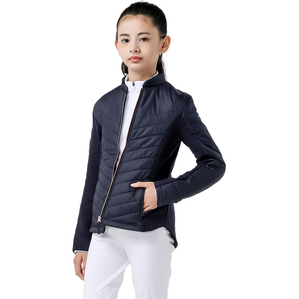 DECATHLON 500 Series Solid Colour Stand Collar Zipper Warm Long Sleeve Cotton Jacket Dark Blue Children's Model