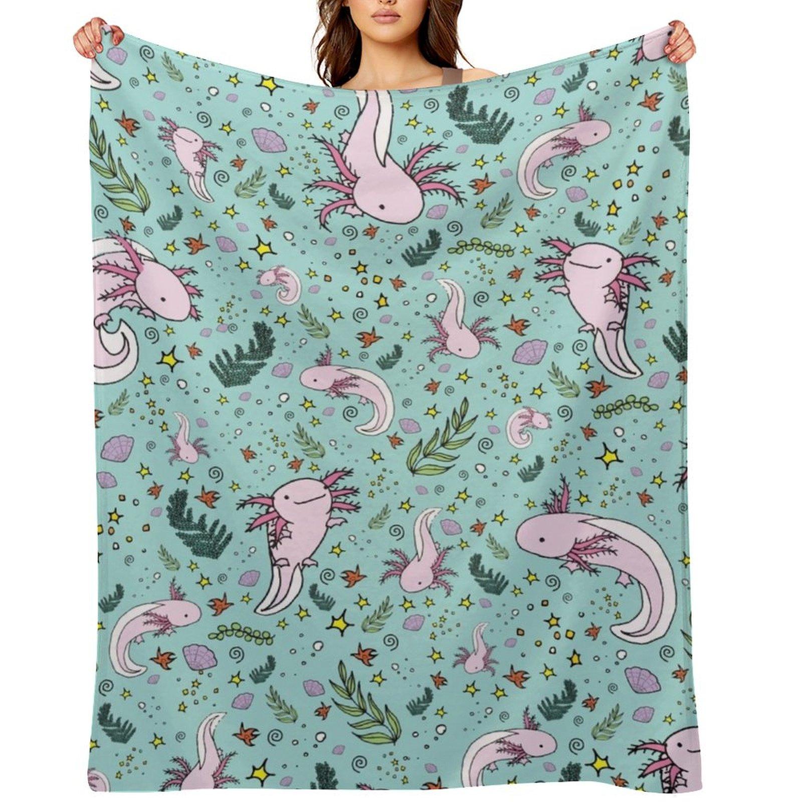 

Axolotl Throw Blanket Flannel Beautifuls cosplay anime Decorative Sofas Blankets 30x40in