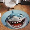 3D Realistic Shark Round Floor Mat, Funny Shark Face Non-Slip Rug for Living Room, Bedroom, or Entryway