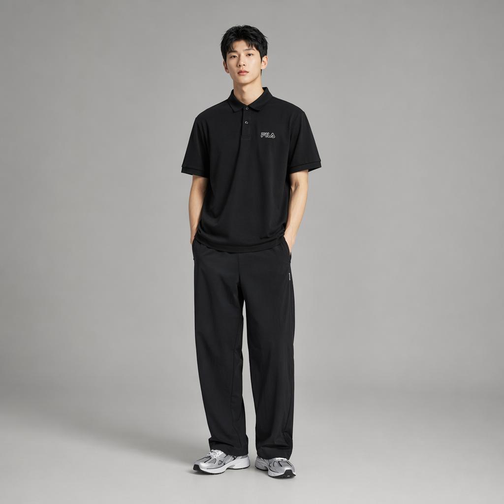 FILA Heritage Casual Sports Polo Shirt Men tops Black F61M628101FBK