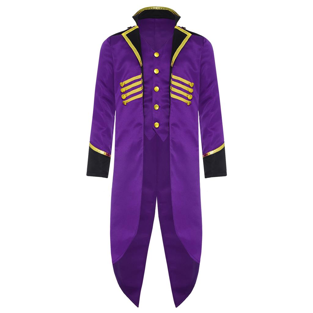 Kids Steampunk Tailcoat Costume Vintage Medieval Design Long Sleeve Fake Two Piece Tuxedo Victorian Elegant Jacket