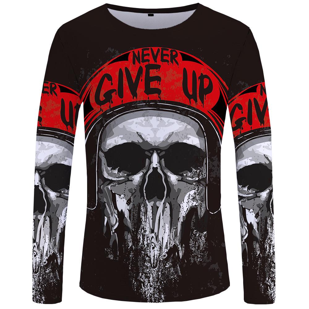 Skull Tops Women O Neck Long Sleeve 3d Print T Shirt