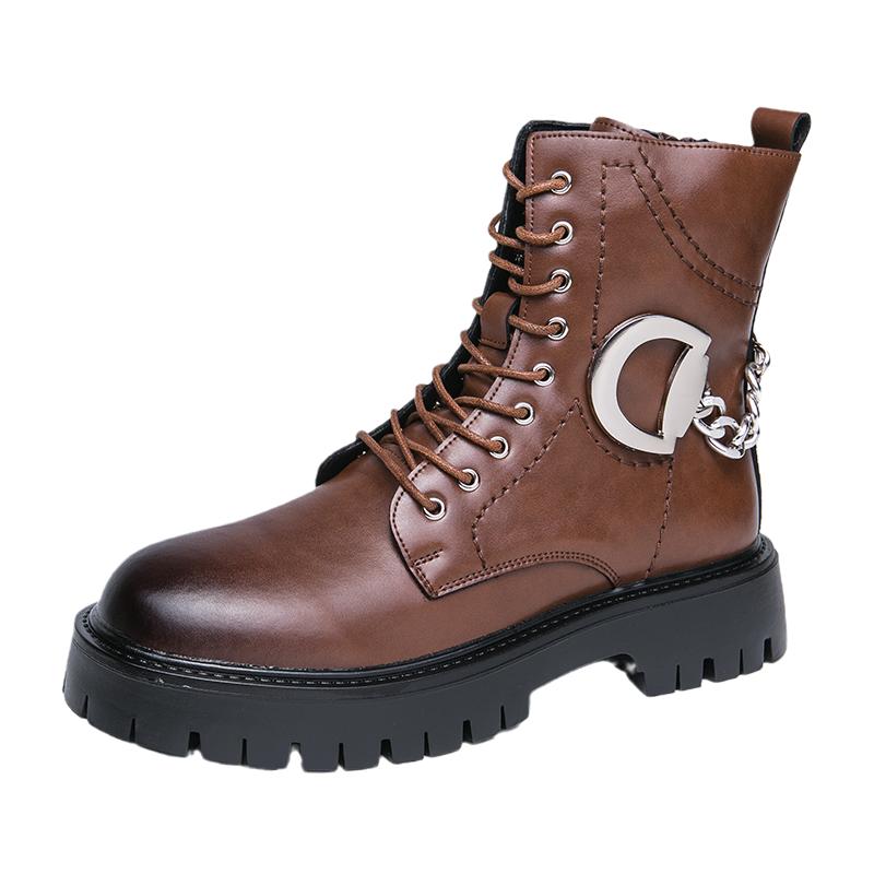 Men Genuine Leather Boots Breathable High Top Shoes Outdoor Casual Men Winter Shoes Business Dating Formal Party Round Toe Shoes