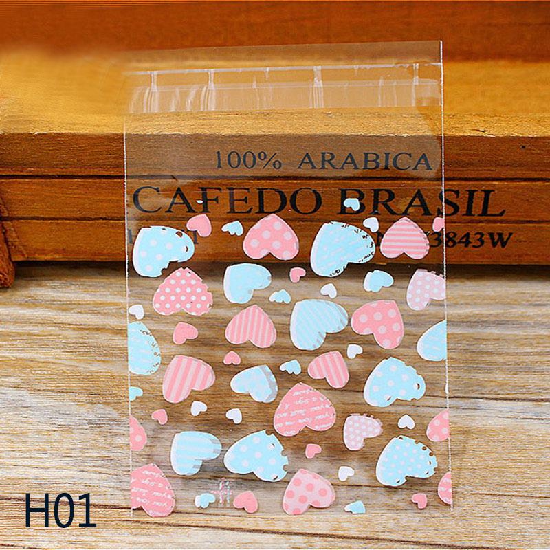 100Pcs/lot Cute Heart Theme Candy Cookie Bags Wedding Birthday Party Candy Buscuit Packaging Bag Christmas Plastic Gift Bags
