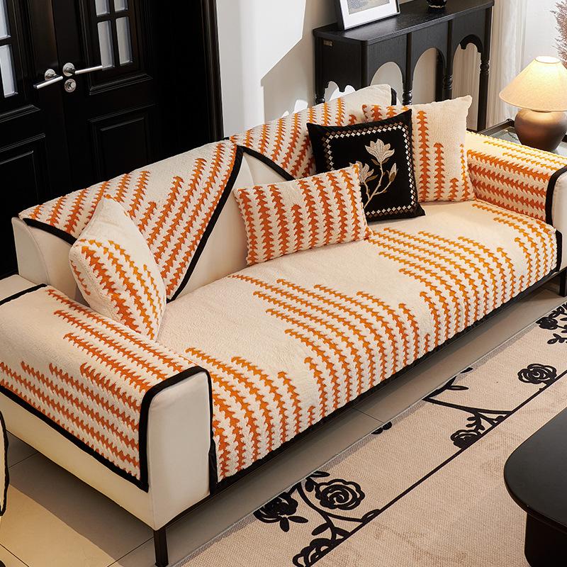 

Simple And Modern Striped Shu Cotton Lint Sofa Cushion, Non-Slip And Dust-Proof Sofa Cover, High-End Sofa Cushion, Backrest Towel 70*70cm