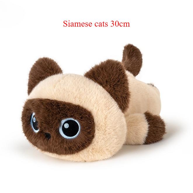Cartoon Cat Plush Toys Cute Animals Siamese Kitten Lovely Stuffed Doll Black Cat Pendant KeyChain Plushie Birthyday Xmas Gift
