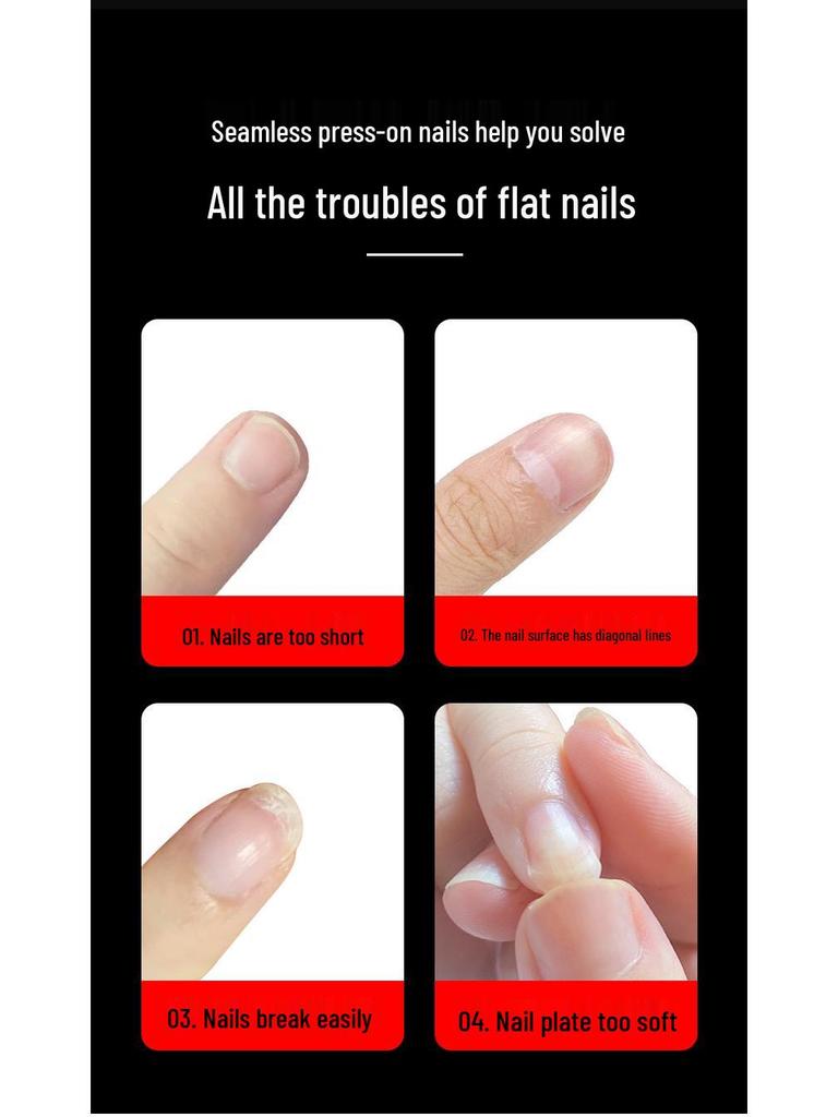 Jieliya Frosted Transparent Ultra-Thin Seamless Nail Tips - Full & Half Cover, No Etching, Size Supplement Included.