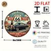 D Flat Vintage Route  Metal Wall Art Sign  Retro Aluminum Tin Decor with Classic Car  Woman in Bikini Americana Road