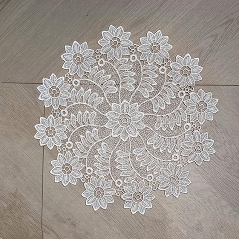 Lace White Embroidery Table Place Mat Wedding pad Cloth Drink Placemat Cup Mug Dinner Tea Coaster Glass Doily Kitchen