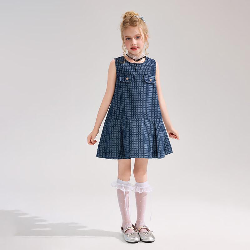 ASK JUNIOR Girls' Summer Sleeveless Denim Princess Dress