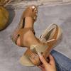 Foreign trade large size summer casual retro wedge heel thick-soled sewn shoes slippers one-character women's cool slippers