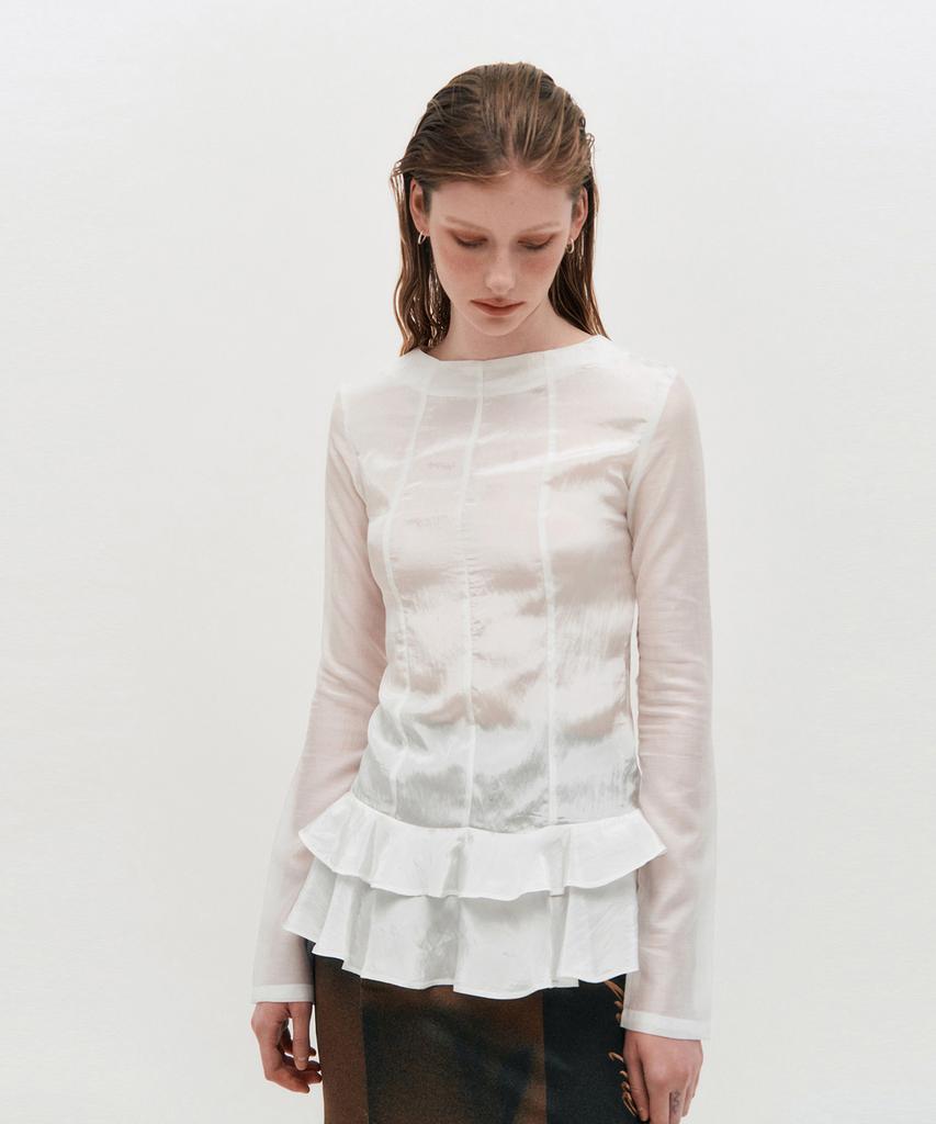 Kimjisu Glossy Frill Top _ White