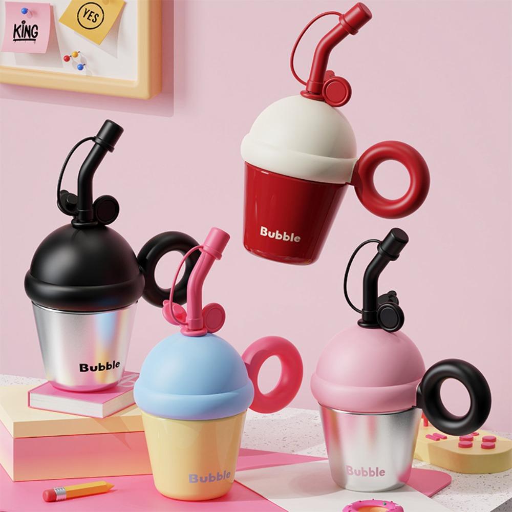 

Stainless Steel Straw Cup Insulated Vacuum Flask Creative Tea Cup Children розовый