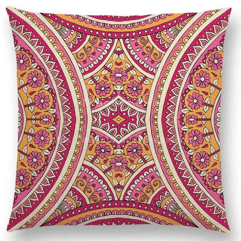 Neuheiten Boho Bunt Sonnenaufgang Regenbogen Diamantblumen Blüte Paisley Blumenmuster Mandalas Drucke Kissenbezug Kissen