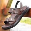 Fashion Men's Breathable Leather Sandals Solid Color Men Summer Shoes Casual Comfortable Open Toe Sandals Soft Beach Shoes