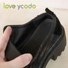 Love Ycodo Women's Fashion Casual Leather Shoes Super Thick Sole Waterproof Table Simple Comfortable Spring Summer Autumn Girl Fashion Casual Shoes