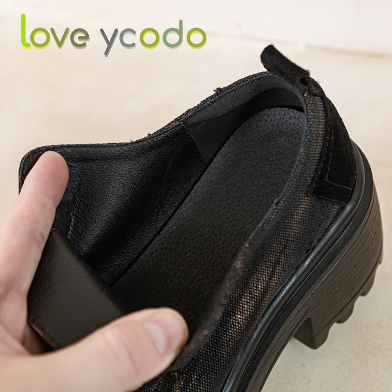 Love Ycodo Women's Fashion Casual Leather Shoes Super Thick Sole Waterproof Table Simple Comfortable Spring Summer Autumn Girl Fashion Casual Shoes