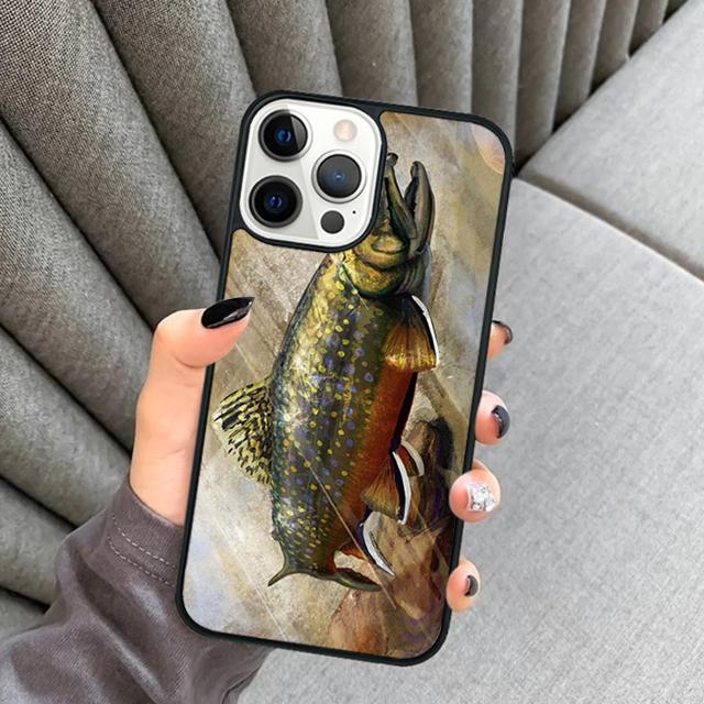 Fishing Trout Sea Fish Phone Case For iPhone 17 Air 16 15 14 plus 12 13 Pro max Soft Bumper Shell Cover coque