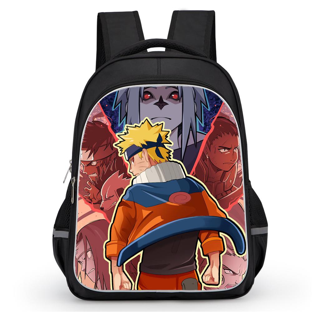 NARUTO Anime Student Backpack, Dual Zipper Pockets, Durable 16-inch Lightweight Design Suitable for Kids Boys & Girls Age 5-11