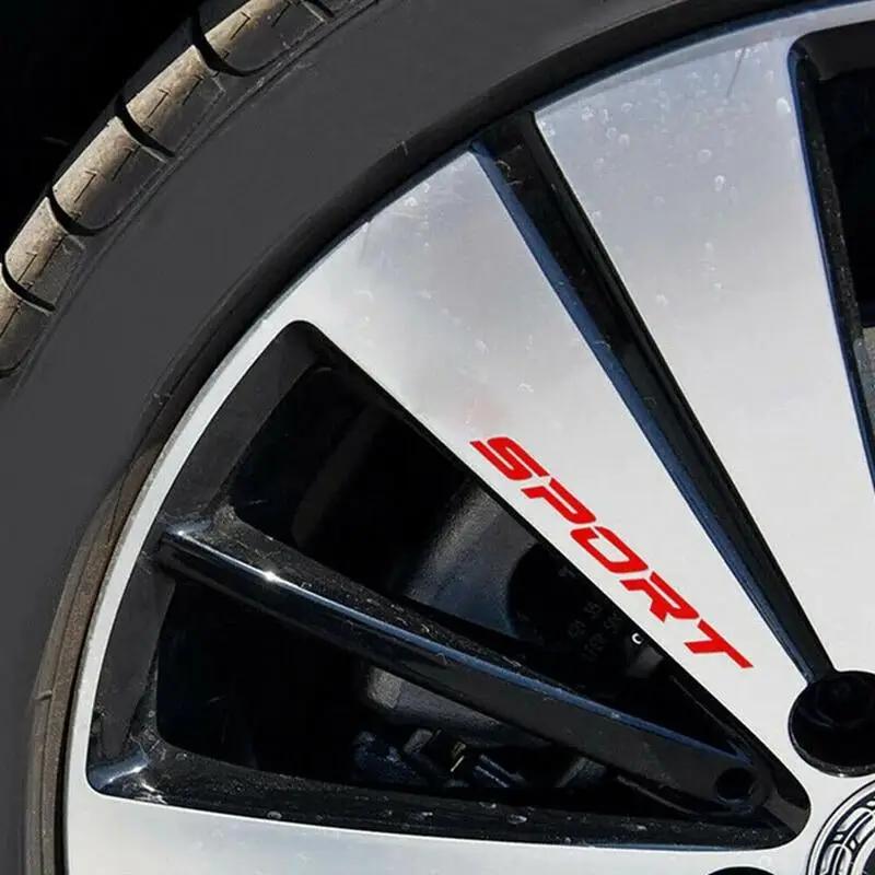 Fashion 4pc Car Stickers Wheels Rims Sport Racing DIY Stripes Decorative Sticker Emblem CarStyling Car SUV Truck Accessories LS