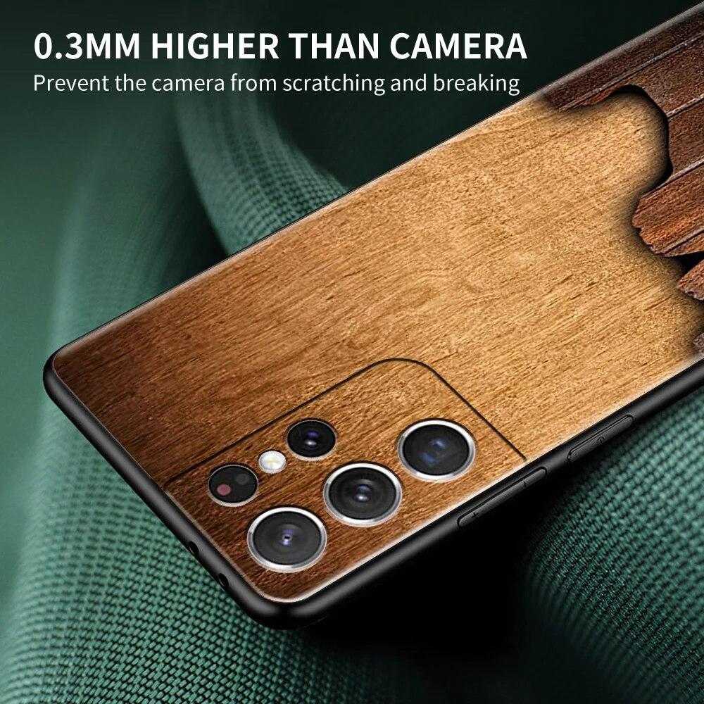 Geschnitzte Holzhülle für Samsung Galaxy S22 S20 FE S21 S23 Plus S10 Lite S9 S8 S10e Note 20 10 Lite Silikon-Handyhülle