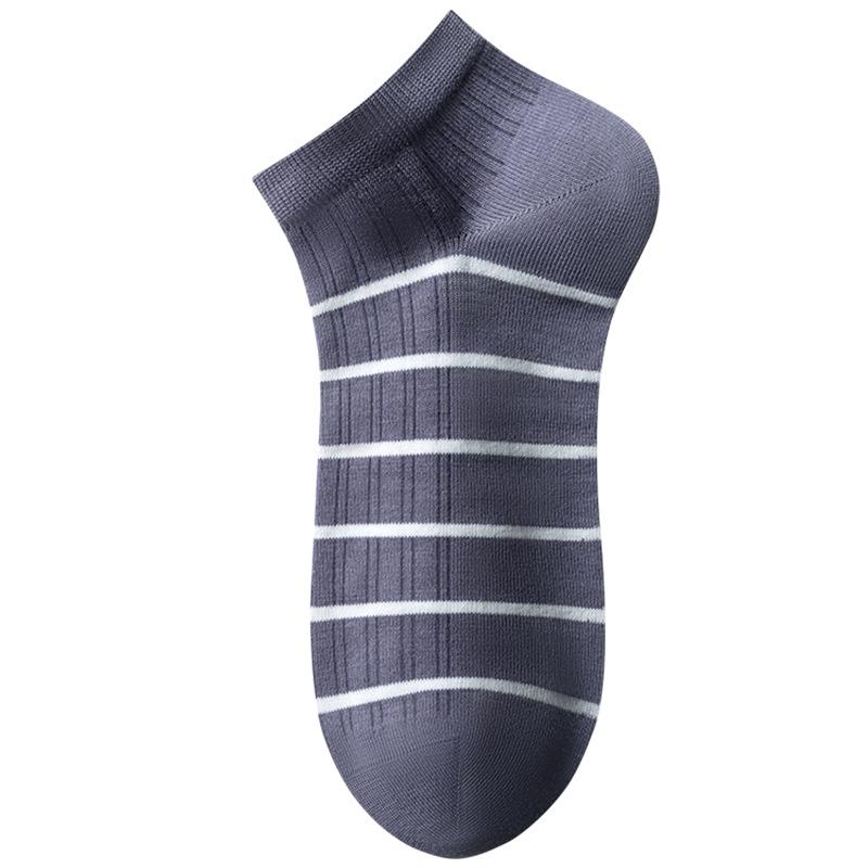 Men's Summer Thin Leisure Stripe Cotton Deodorant Sweat Absorption Antibacterial Socks