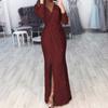 European and American New Amazon Women's Long Dress Evening Dress Deep V-neck Shiny Dress Dress Dinner Sexy Dress