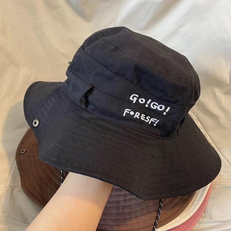 

Handy Gadget New Arrival Embroider Letter Outdoor Hiking Western Mountain Climbing Camping Sun Protection Sun Hat Female Spring and Summer Hat Denim Black Adjustable