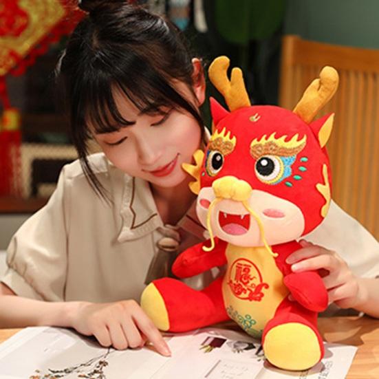 Jahr 2024 Maskottchen Puppe Ornament Kawaii Cartoon Drache Plüsch Puppe Spielzeug Weiches Stofftier