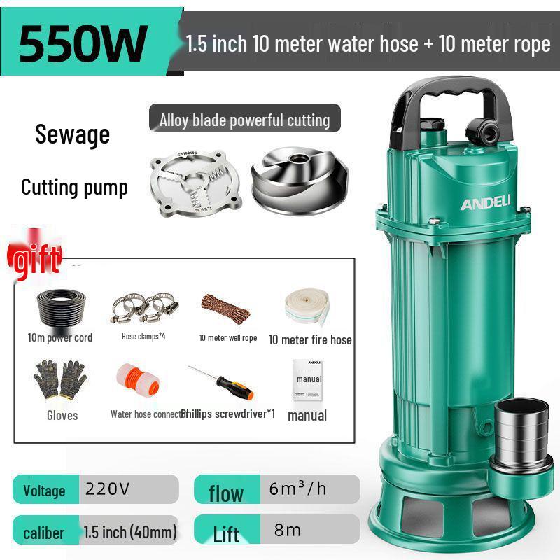 

Занурювальний каналізаційний та муловий насос-подрібнювач для туалетів та вигрібних ям - Ідеальний для побутового та сільськогосподарського дренажу та іригації