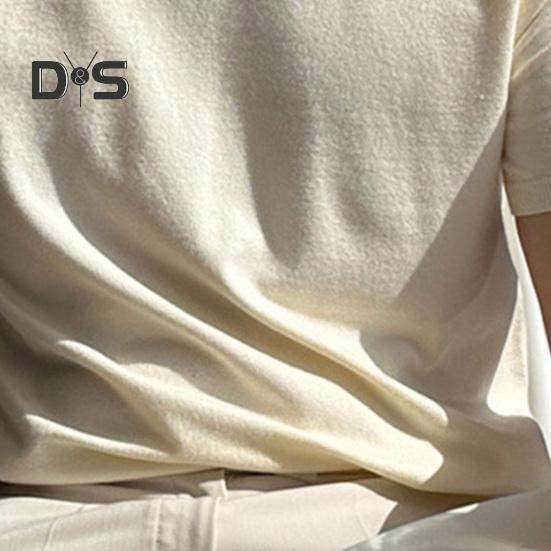 Summer Men T-Shirt Crew Neck Solid Color Short Sleeves Knitted Shirt Breathable Slim Fit Lightweight Basic Tee Casual Business Top