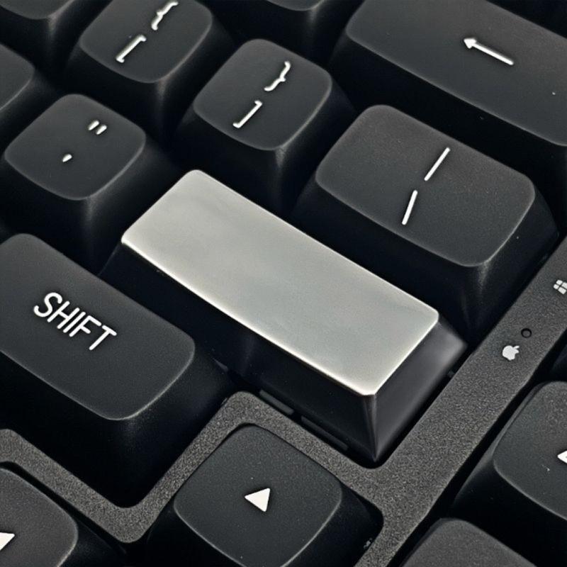 Original Height Zinc Alloy Keycap Silver Glossy 2.25U Keycap for Mechanical Keyboards Gamers and Programmers