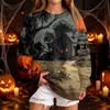 Women's Fashion Casual Halloween Print Round Neck Sweatshirt