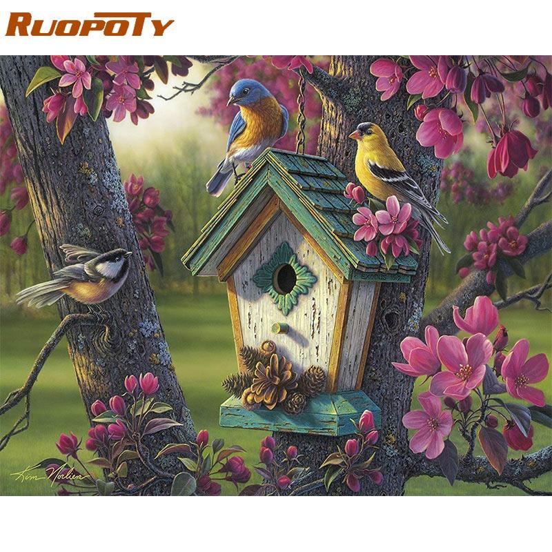 

Рамка RUOPOTY, сделай сам, картина по номерам, светящиеся деревья, картина по номерам, акриловая краска на холсте, ручная роспись, домашний настенный декор, подарок 40x50CM NO Frame