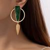 New Spring and Summer Green Large Round Ring Stud Earrings Simple Fashion Earrings Irregular Geometric Earrings