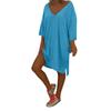 Women V Neck   Beach Cover Plus Size Ladies Baggy Dress