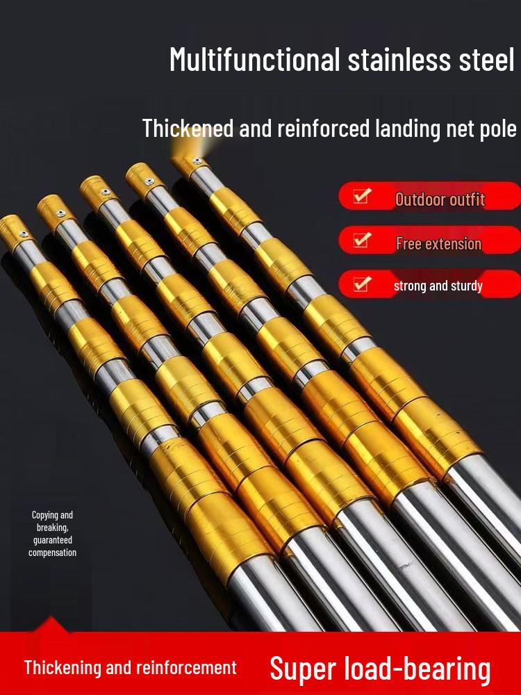 Super Hard Stainless Steel Telescopic Fishing Rod - 3m/4m Length, Thickened Net Rod