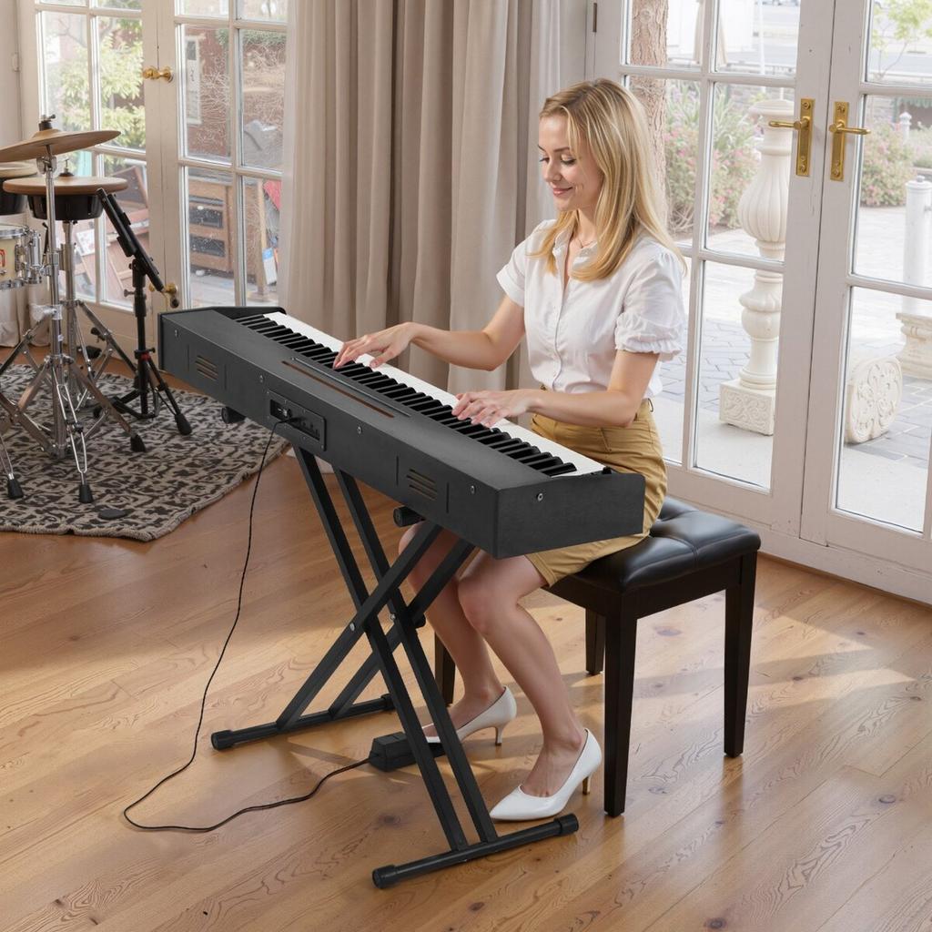 Weighted Digital Piano, 88 Keys Fully Weighted, Electric Piano Dual Keyboard & Speakers, with Sustain Pedal, Recording Function, 238 Tones, Wireless