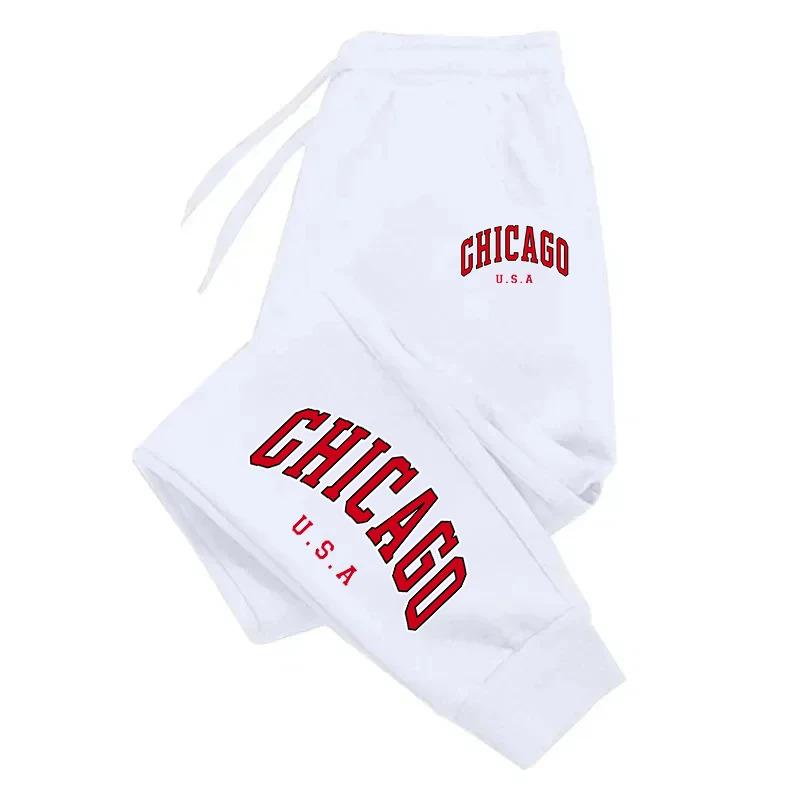 Chicago Red Letter Print Women S Casual Basic Pants Versatile Fashionable Comfortable Trousers Trendy Street Female Pant S