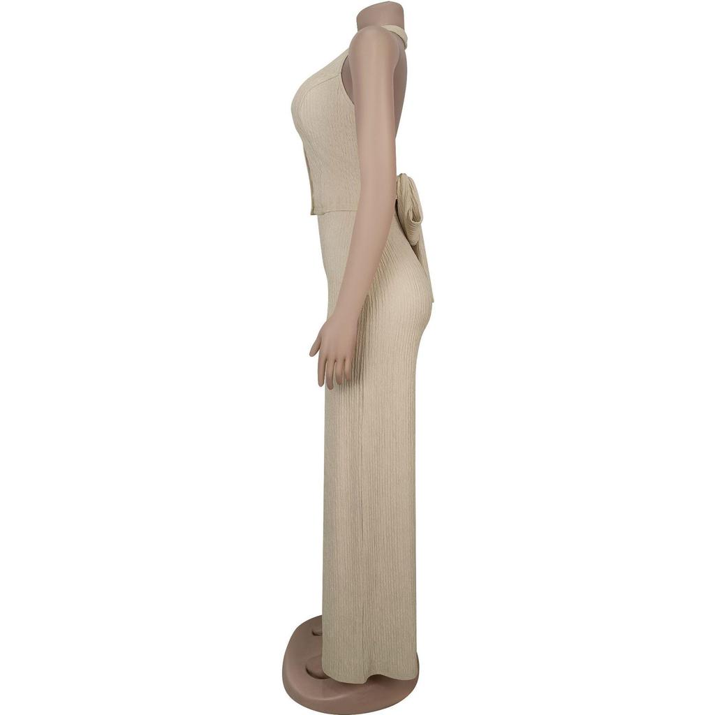Women's Fashion Halter Strap Top & Long Pants Two-Piece Set: Casual European & American Style